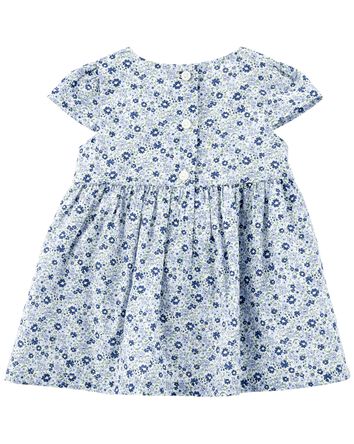 Conjunto de vestido con estampado floral para bebé y pañuelo para la cabeza