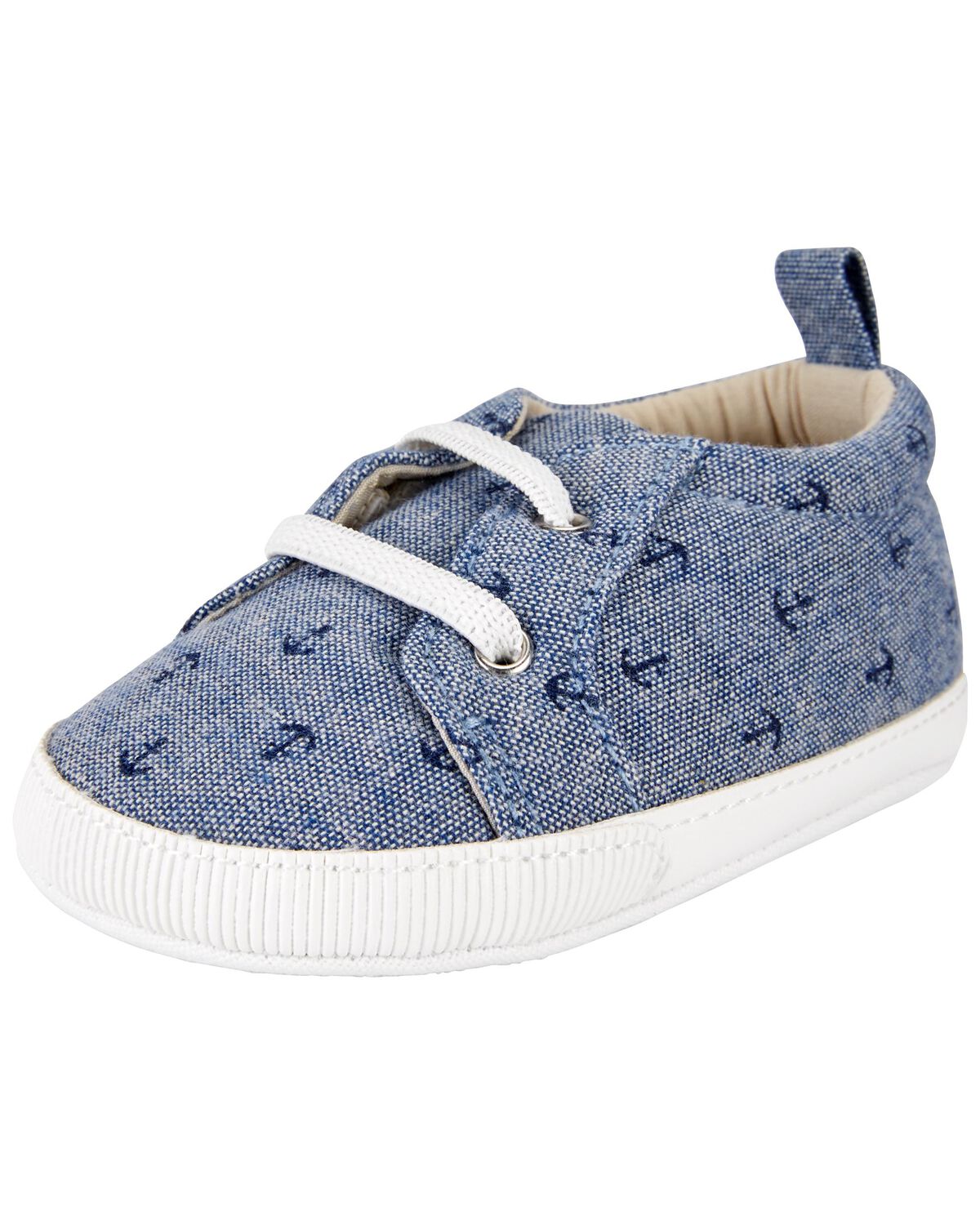 Zapatillas suaves sin cordones con estampado de ancla para bebé