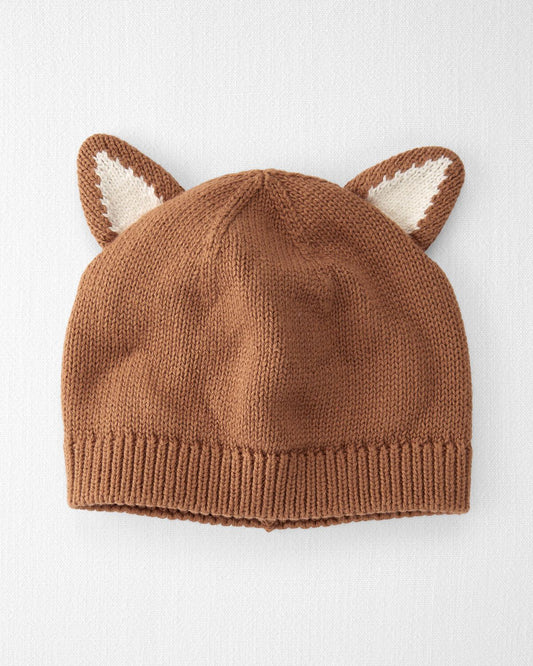 Gorro  de algodón orgánico para bebé Gorra de punto Fox