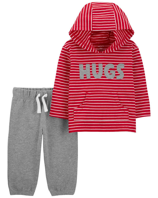 Conjunto de camiseta con capucha y jogger Hugs de 2 piezas para bebé