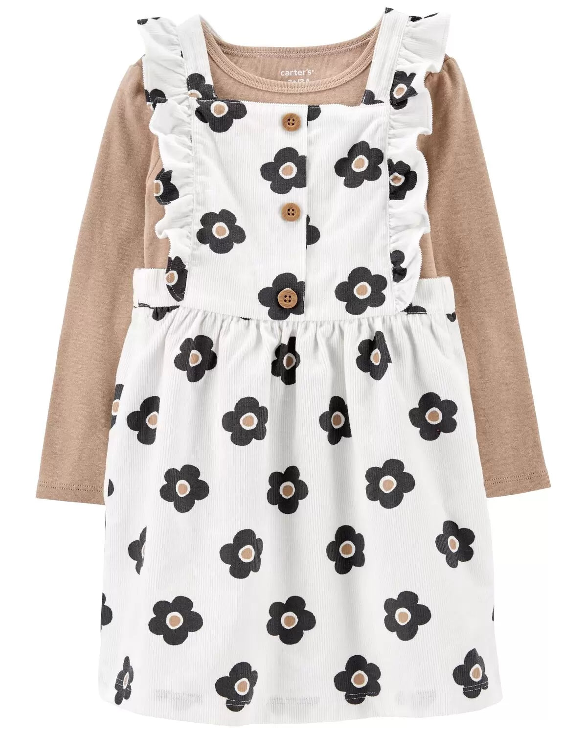 Conjunto de camiseta y vestido de manga larga de 2 piezas para niños pequeños