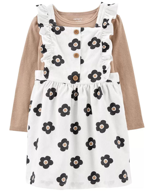 Conjunto de camiseta y vestido de manga larga de 2 piezas para niños pequeños