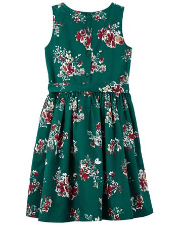 Vestido de satén floral para niñas